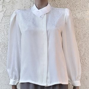 Vintage White Floral Blouse